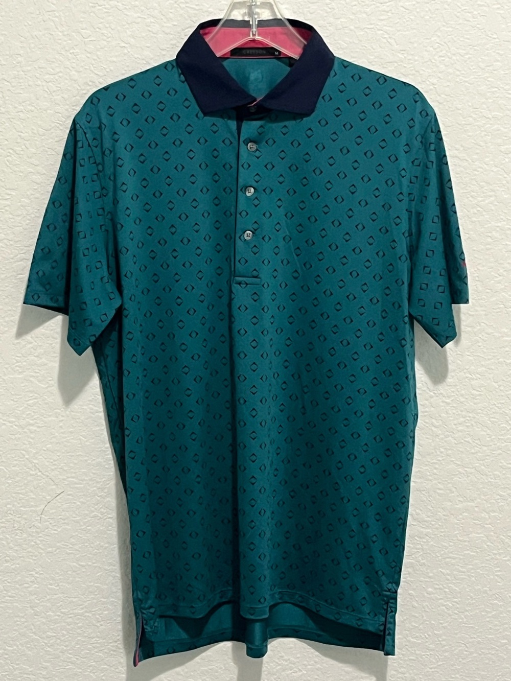 Greyson Men’s Night Fly Fiddle Performance Golf Polo Green & Blue - Size Medium